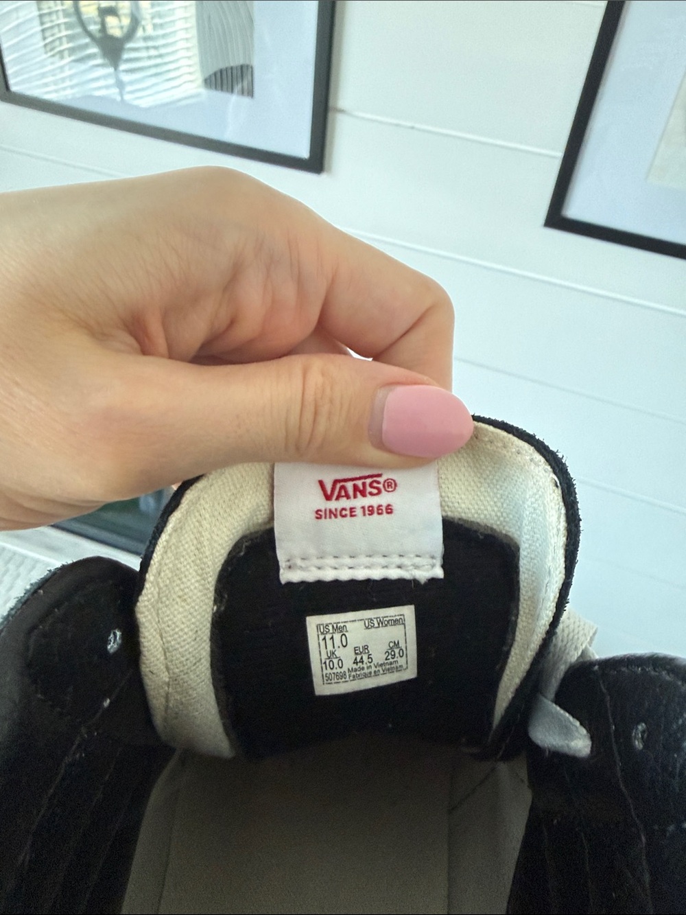 Vans Black & White High-Top Canvas Sneakers - Picture 3 of 3
